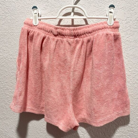 Zara French Terry Terrycloth Drawstring Shorts in Pink Women's Medium High Waist - Picture 6 of 6